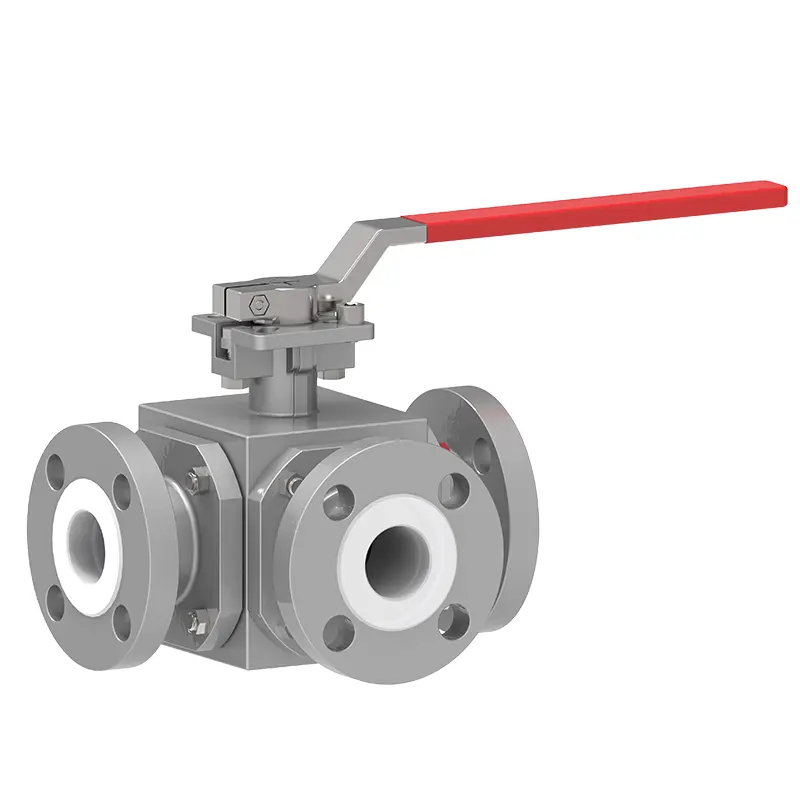 PTFE vuorattu kolmisuuntainen palloventtiili‌‌